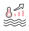 The ocean absorbs most of the extra heat in the atmosphere from greenhouse gas emissions, causing ocean temperatures to rise